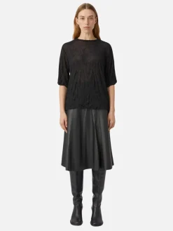 Adorn Crushed Mesh Tee - Black