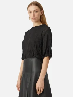 Adorn Crushed Mesh Tee - Black