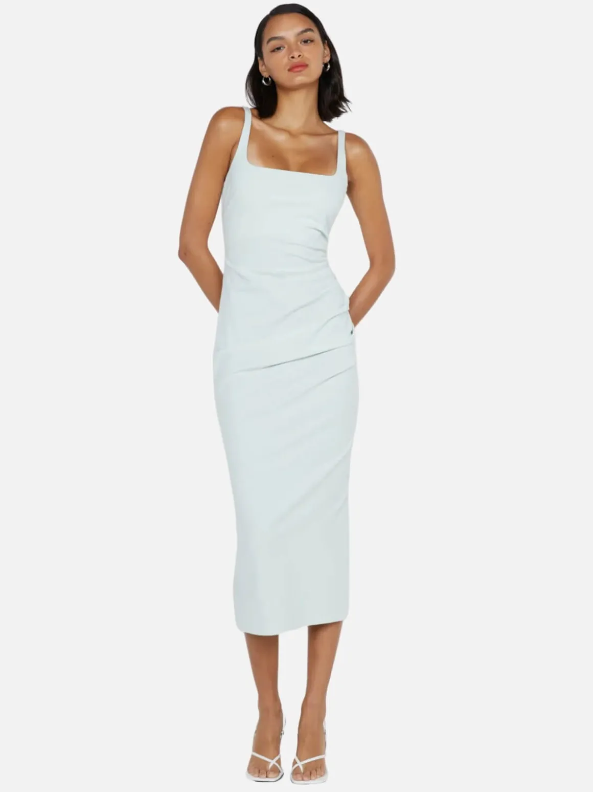Aveline Tuck Midi Dress - Ocean Mist
