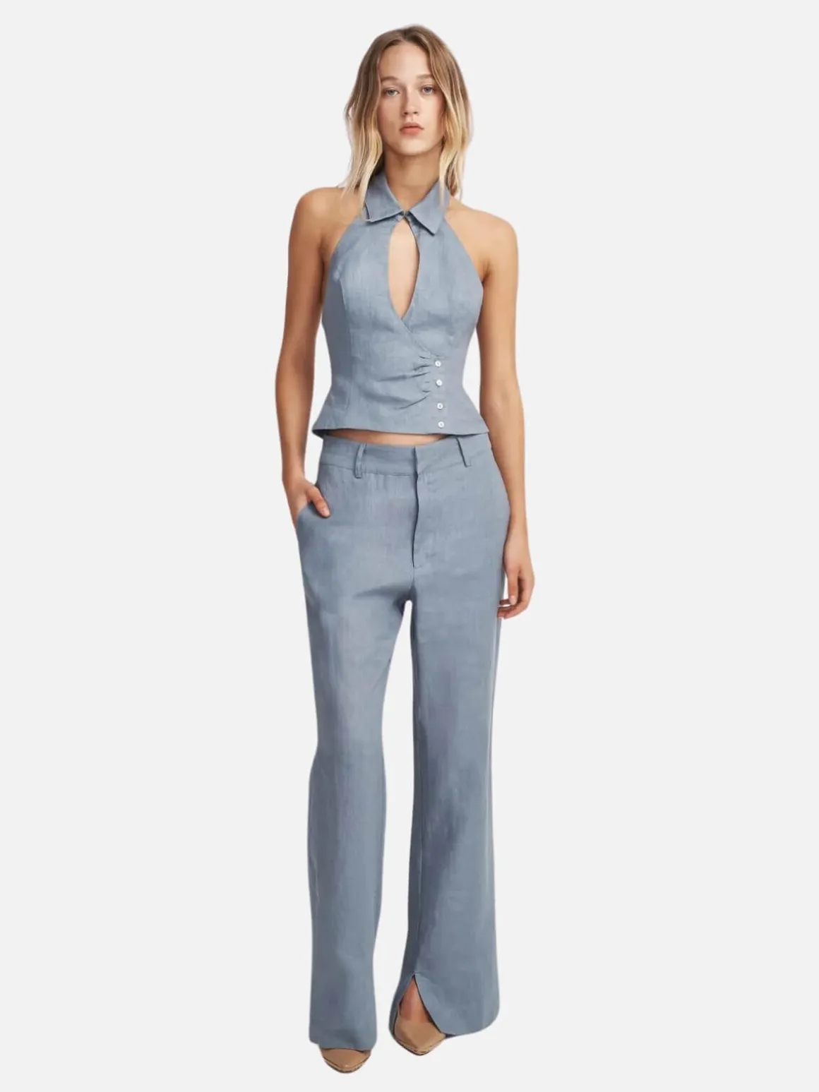 Baxter Linen Pant - Slate