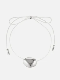 Bean Cord Pendant - Ivory/Silver