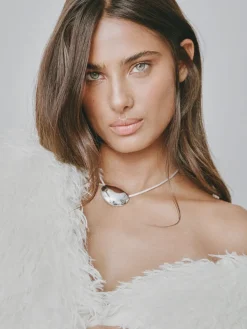 Bean Cord Pendant - Ivory/Silver