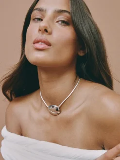 Bean Cord Pendant - Ivory/Silver