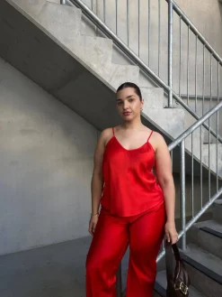 Bias Cut Pants - Geranium