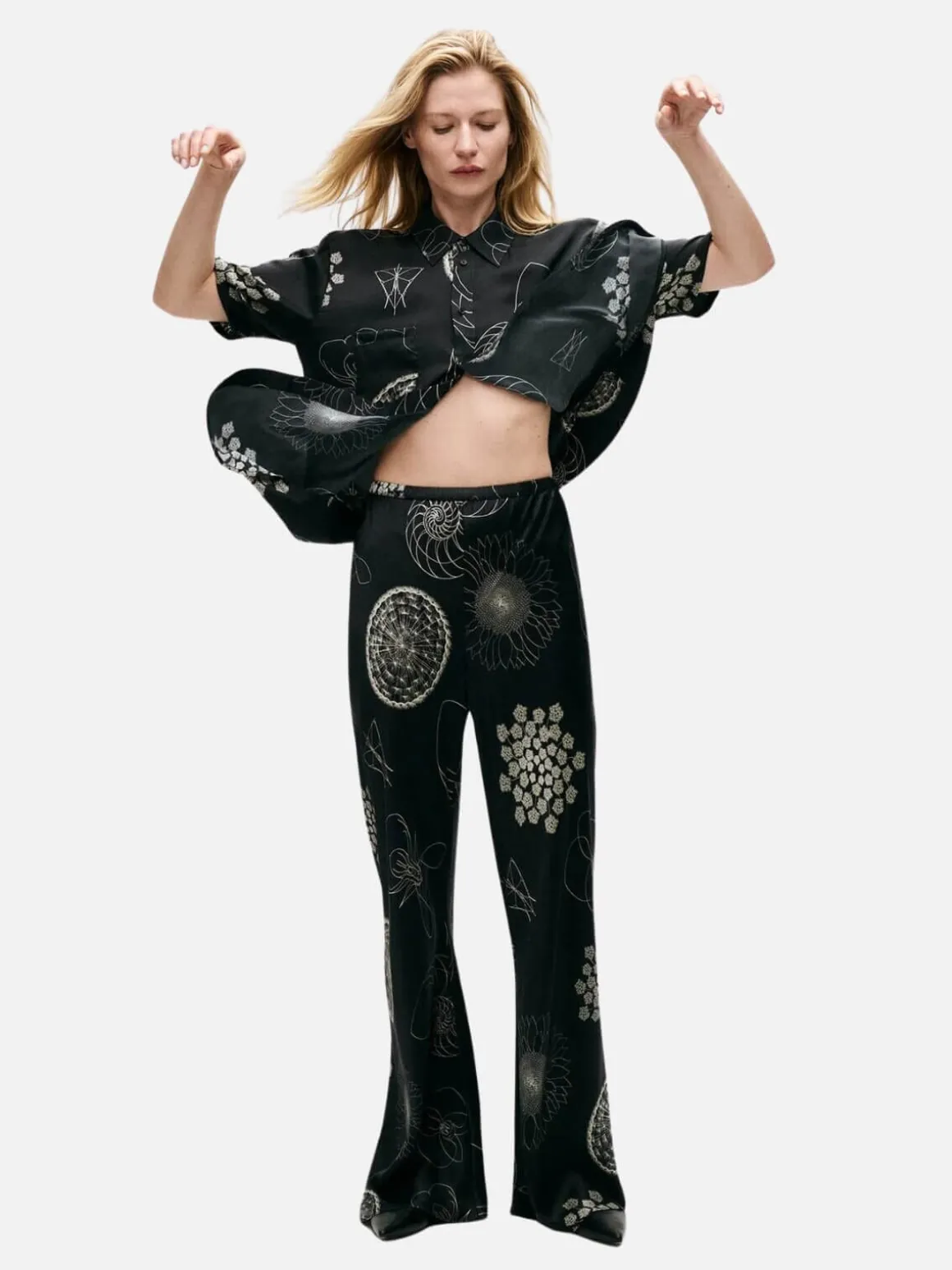 Bias Cut Pants Fibonacci - Black