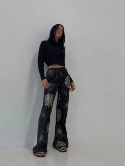 Bias Cut Pants Fibonacci - Black