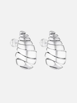 Blob Earrings - Spiral Silver