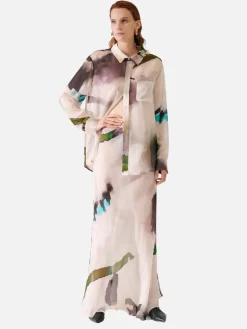 Chiffon Boyfriend Shirt - Phosphate