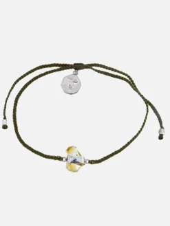 Citrine Crystal Bracelet - Olive Green/Silver