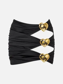 Coupe Heart Cut Out Mini Skirt - Black