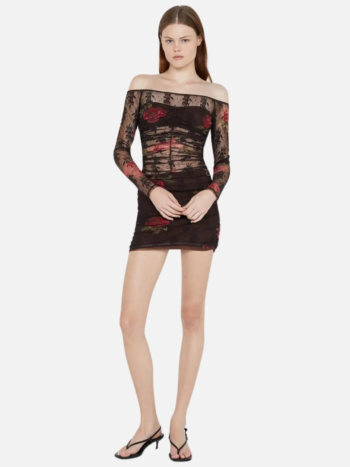 Desert Rose Long Sleeve Mini Dress - Choc Floral