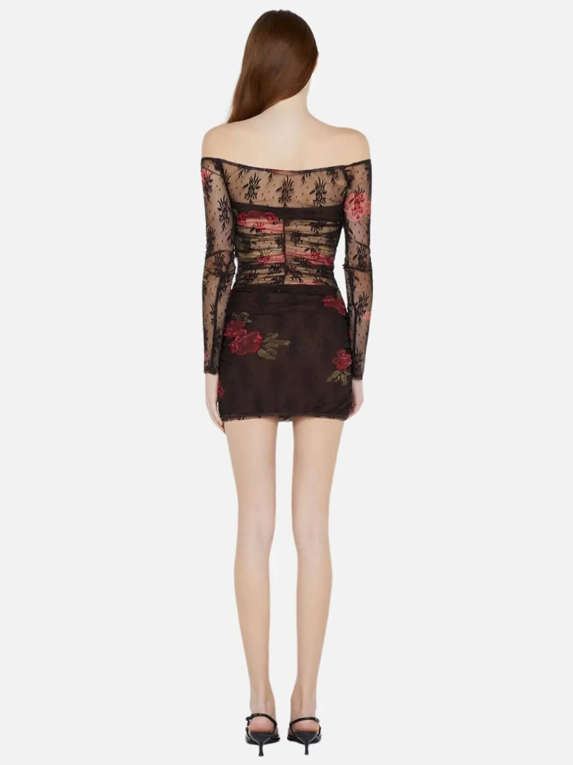 Desert Rose Long Sleeve Mini Dress - Choc Floral