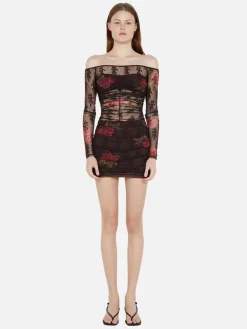 Desert Rose Long Sleeve Mini Dress - Choc Floral