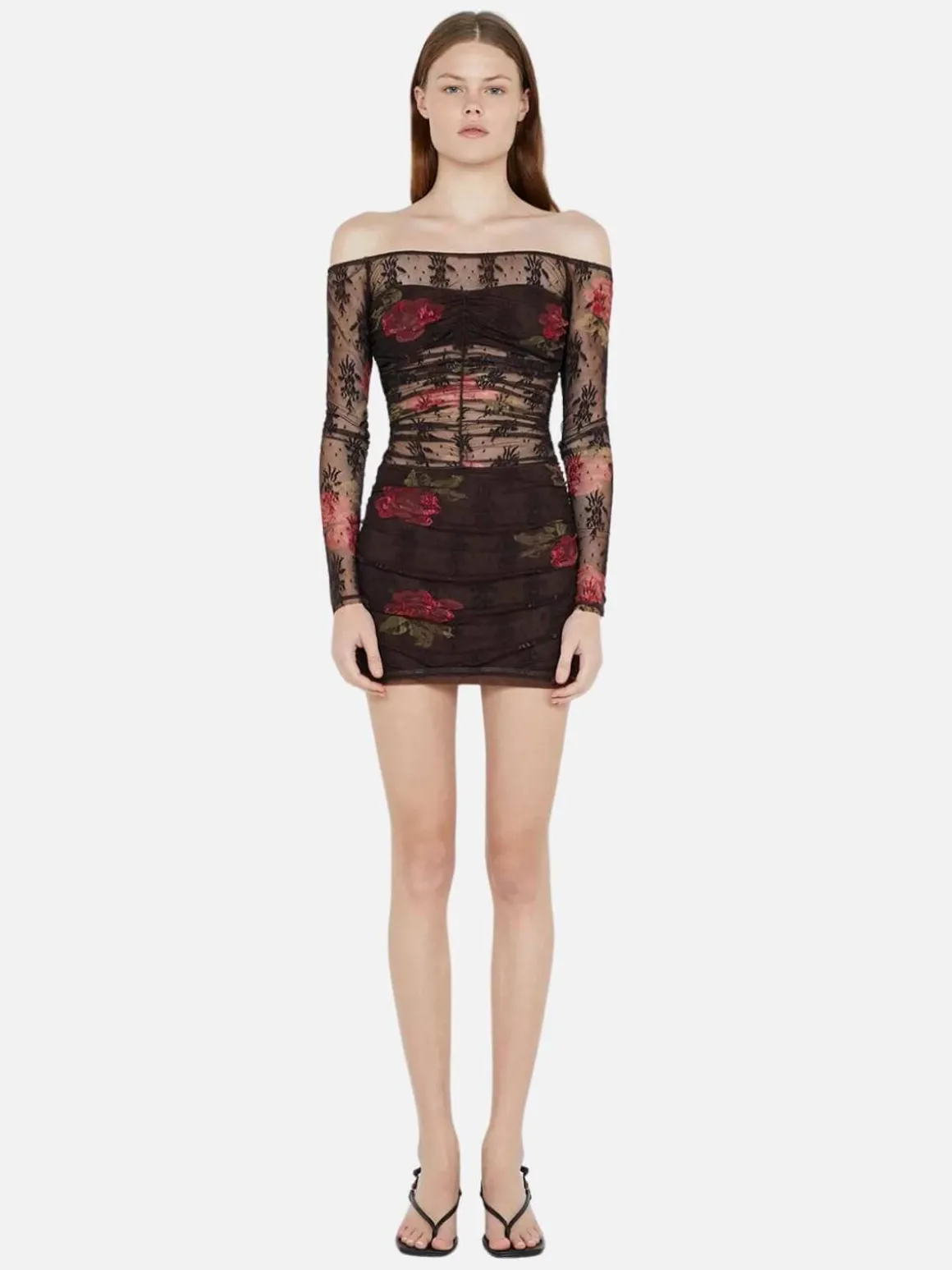 Desert Rose Long Sleeve Mini Dress - Choc Floral