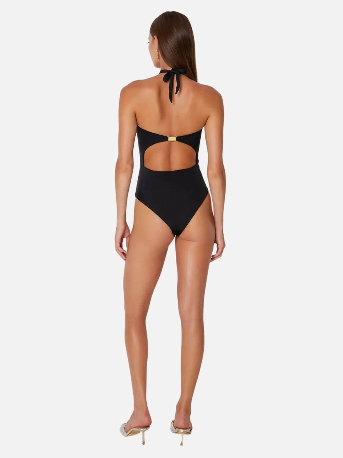 Diamond Heart Cut Out Swimsuit - Black
