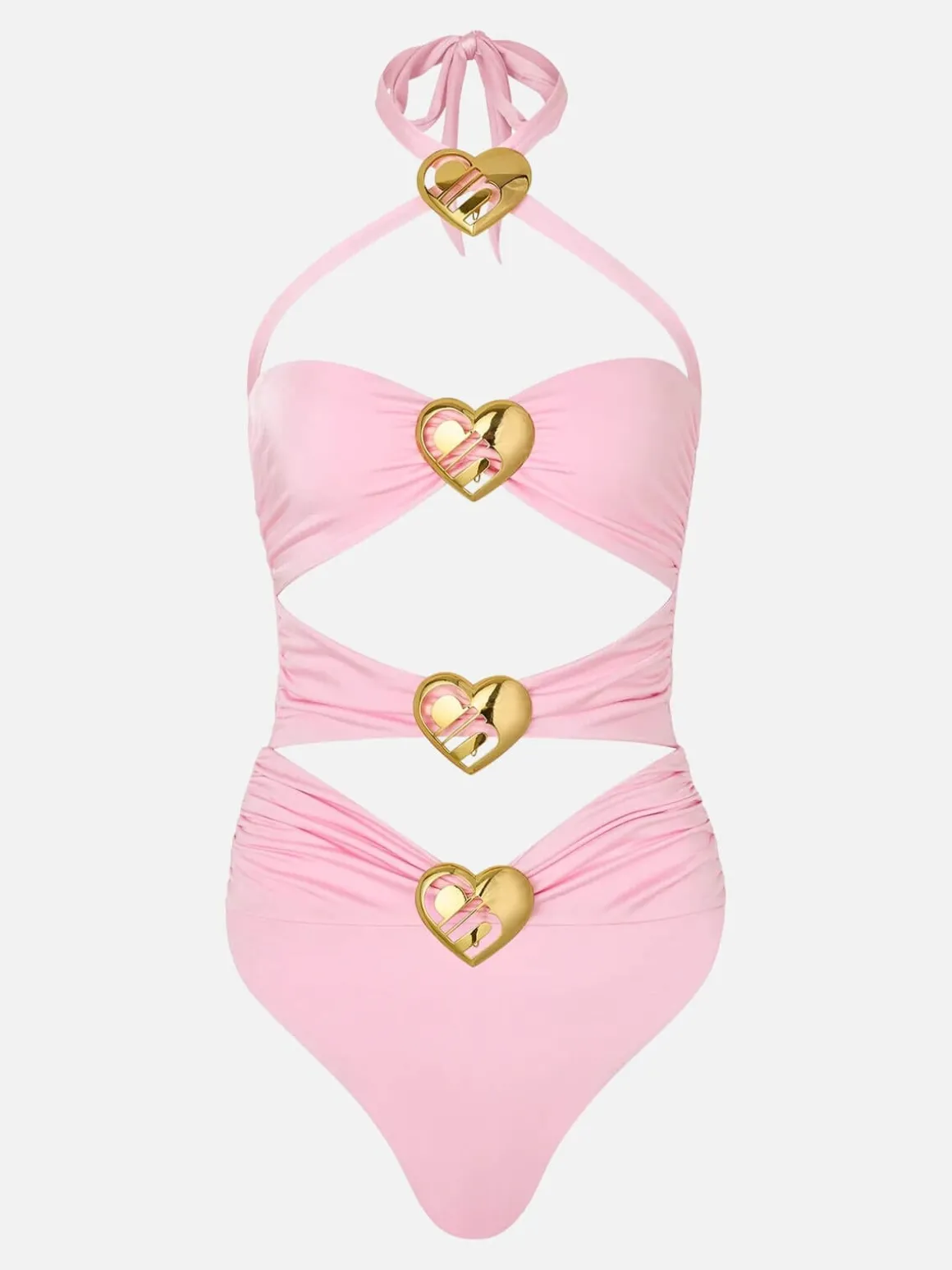 Diamond Heart Cut Out Swimsuit - Ballet Pink