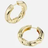 Drill Bit Hoop Earrings Large : Brass + 18K Gold