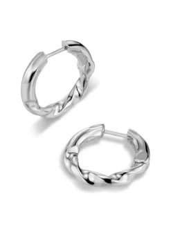 Drill Bit Hoop Earrings Small: Sterling Silver