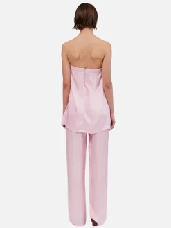 Emilia Thin Elastic Waist Slim Pants - Pink Floral