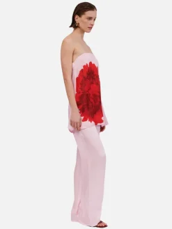 Emilia Thin Elastic Waist Slim Pants - Pink Floral