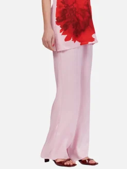 Emilia Thin Elastic Waist Slim Pants - Pink Floral