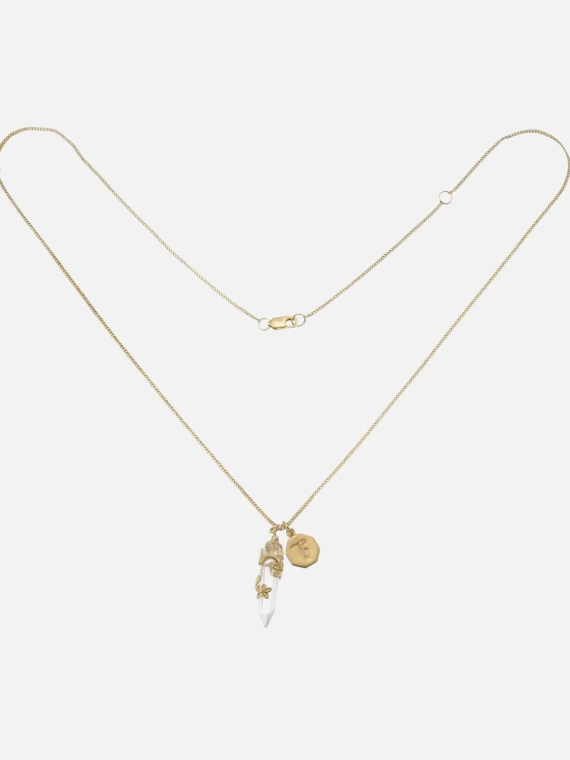 Flowering Vine Necklace - Clear Quartz/Gold