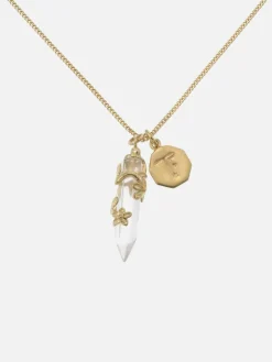 Flowering Vine Necklace - Clear Quartz/Gold
