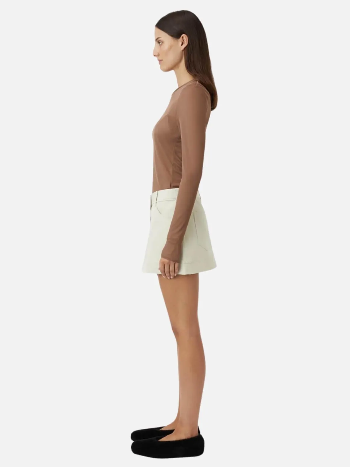 Hadley Coated Cotton Skirt - Lichen White