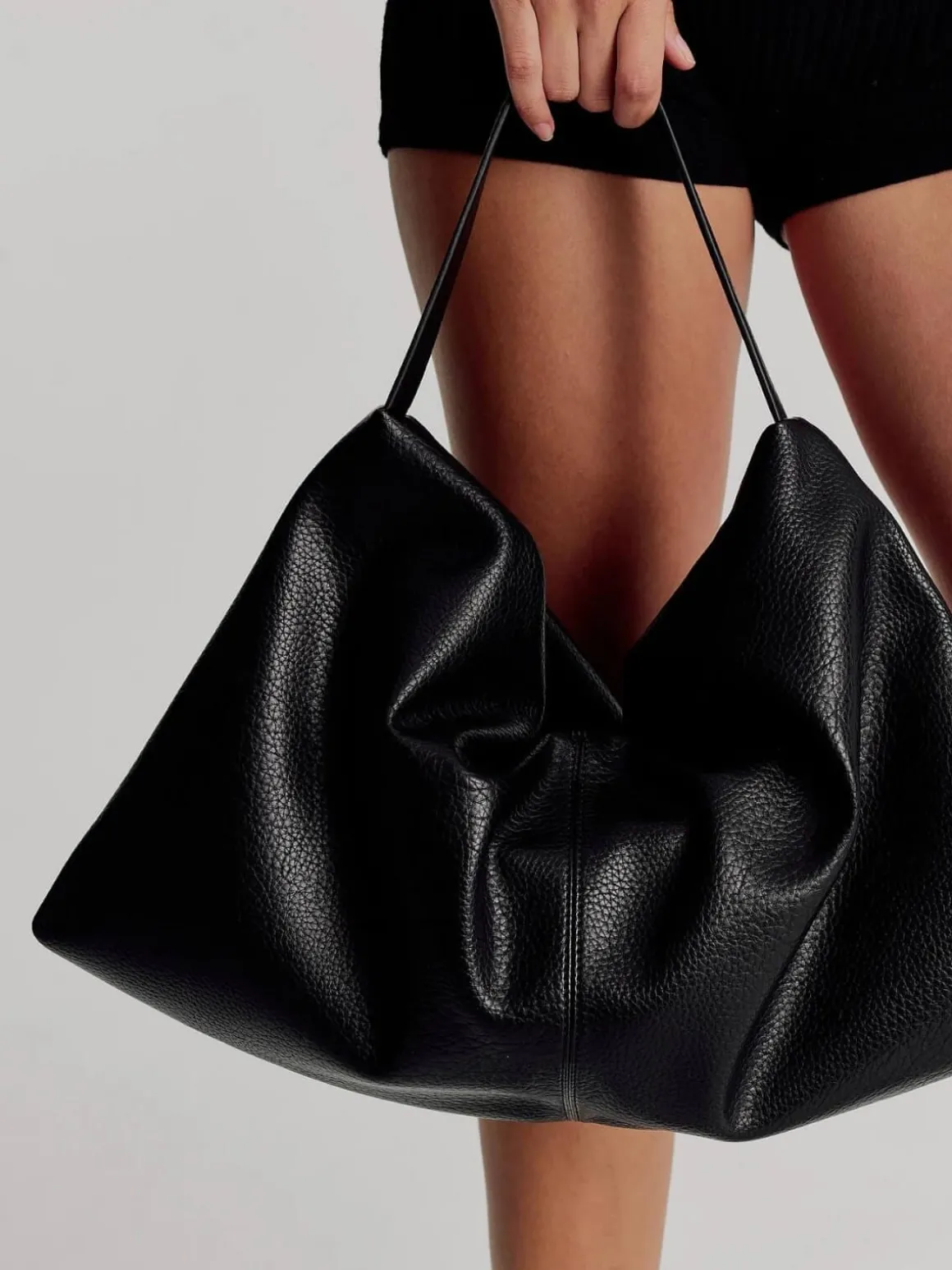 Harlow Slouch Mono Tote - Black Nappa