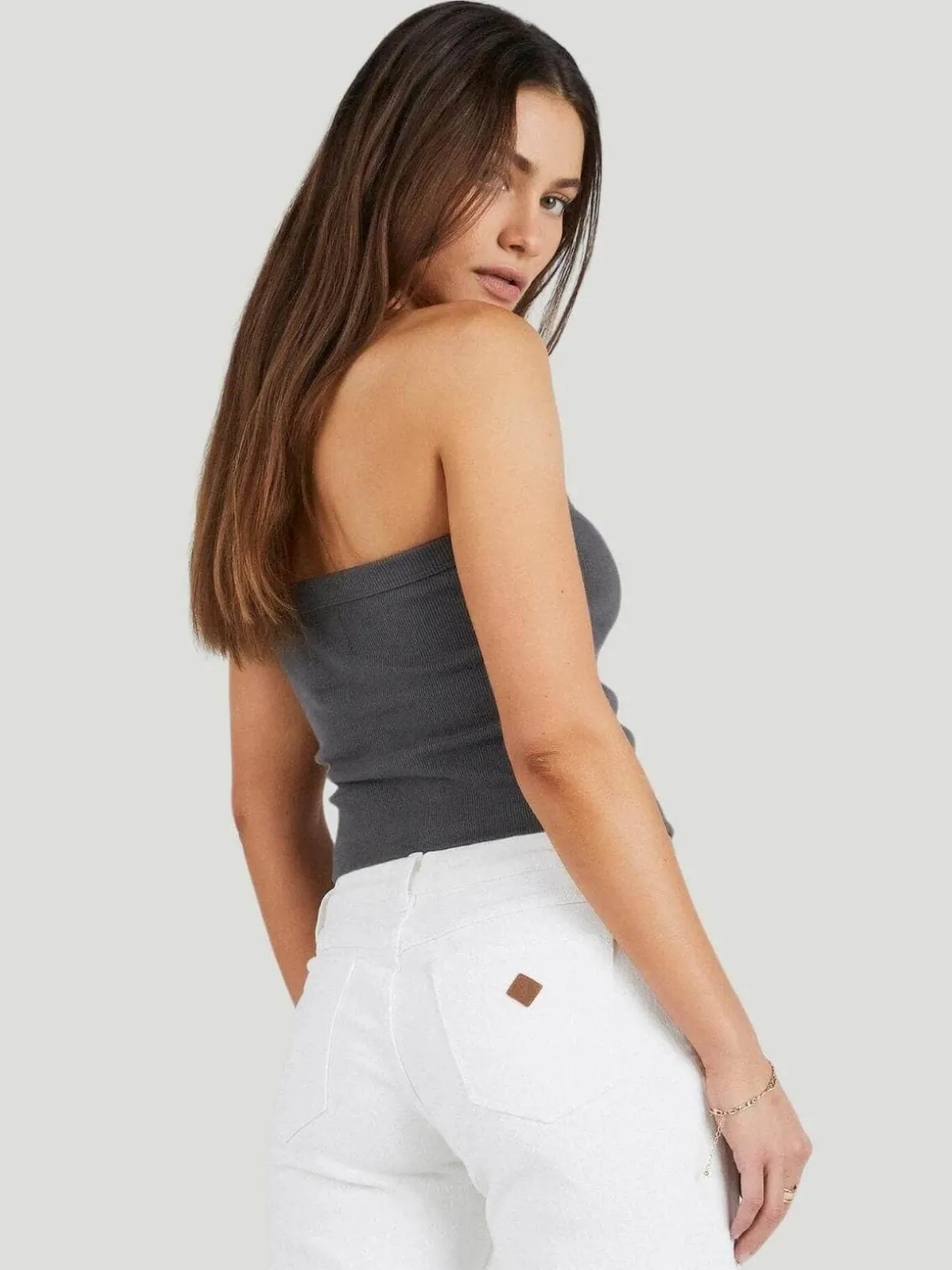 Heather Long Line Bandeau - Dark Slate