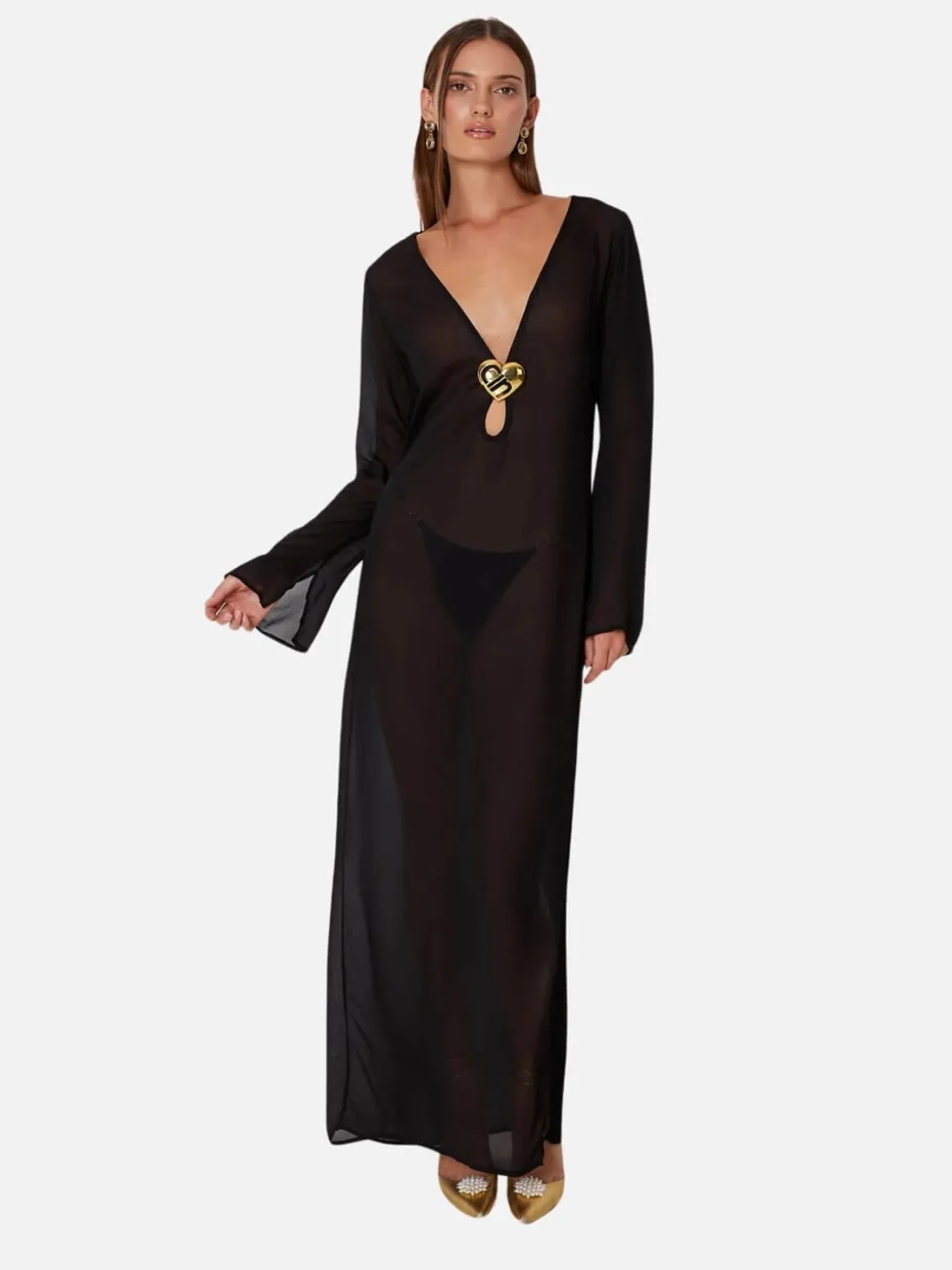 Hotline Heart Maxi Dress - Black
