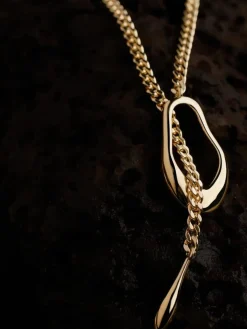 Lariat Necklace: Brass + 18K Gold