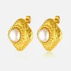 Maggie Pearl Earrings - Gold