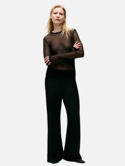 Mesh Long Sleeve Top - Black