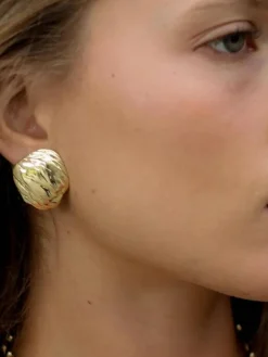 Oyster Disc Earrings: Brass + 18K Gold Plating