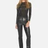 Pam Fitted Leather Pant - Black