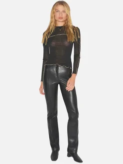 Pam Fitted Leather Pant - Black
