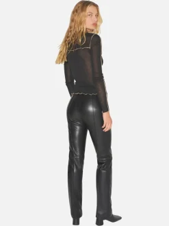 Pam Fitted Leather Pant - Black