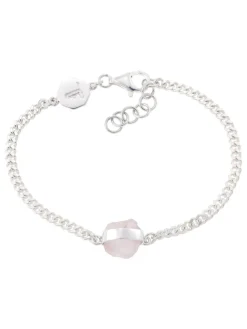 Rough Gem Chain Bracelet - Rose Quartz/Silver