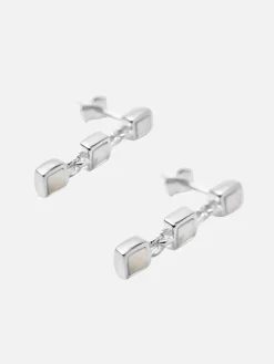 Santiago Triple Drop Earrings - Silver/Pearl