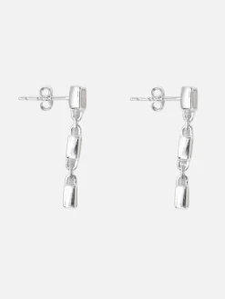 Santiago Triple Drop Earrings - Silver/Pearl