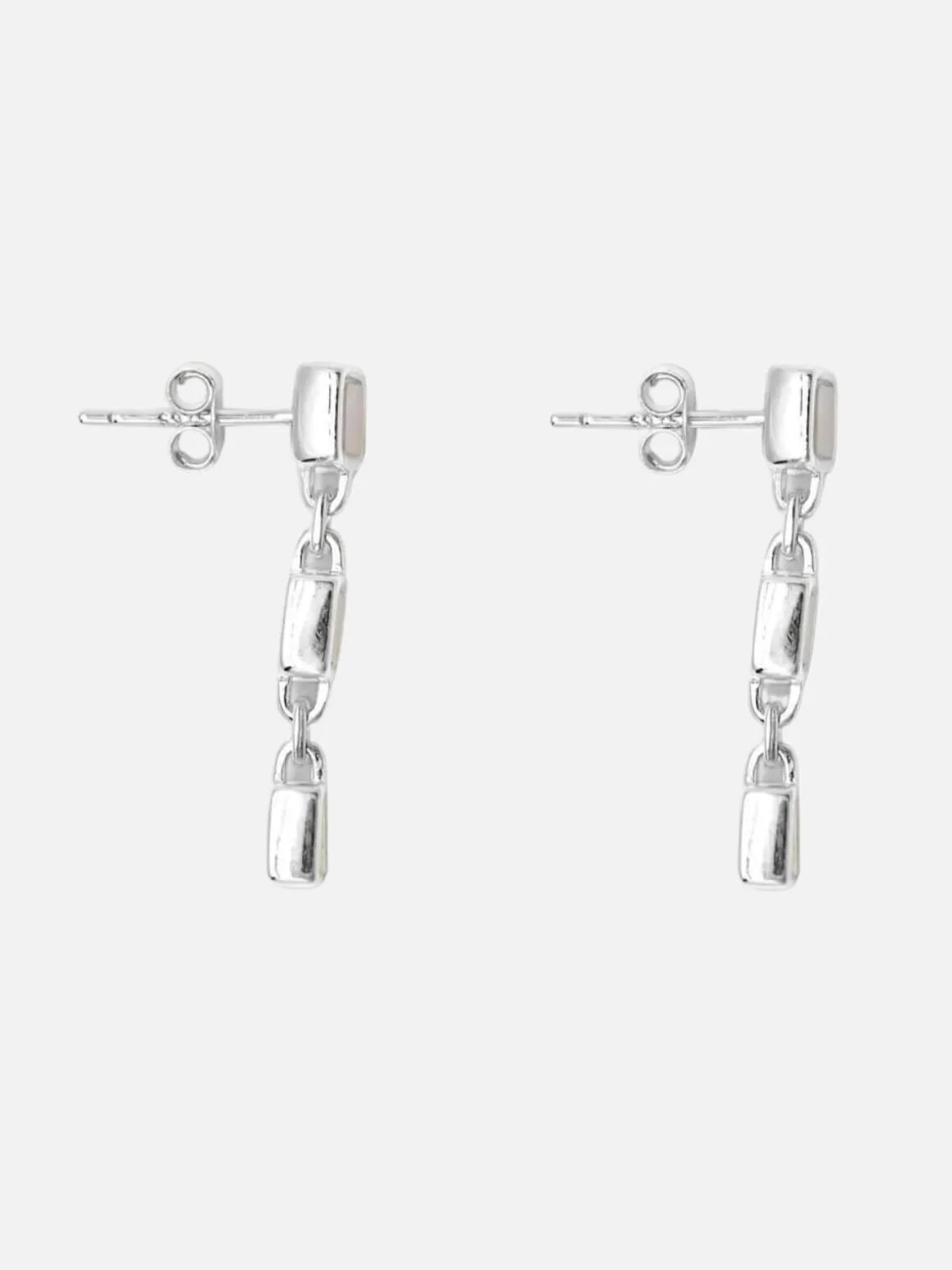 Santiago Triple Drop Earrings - Silver/Pearl