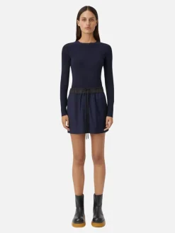 Saphira Pinstripe Skirt - Ink Blue