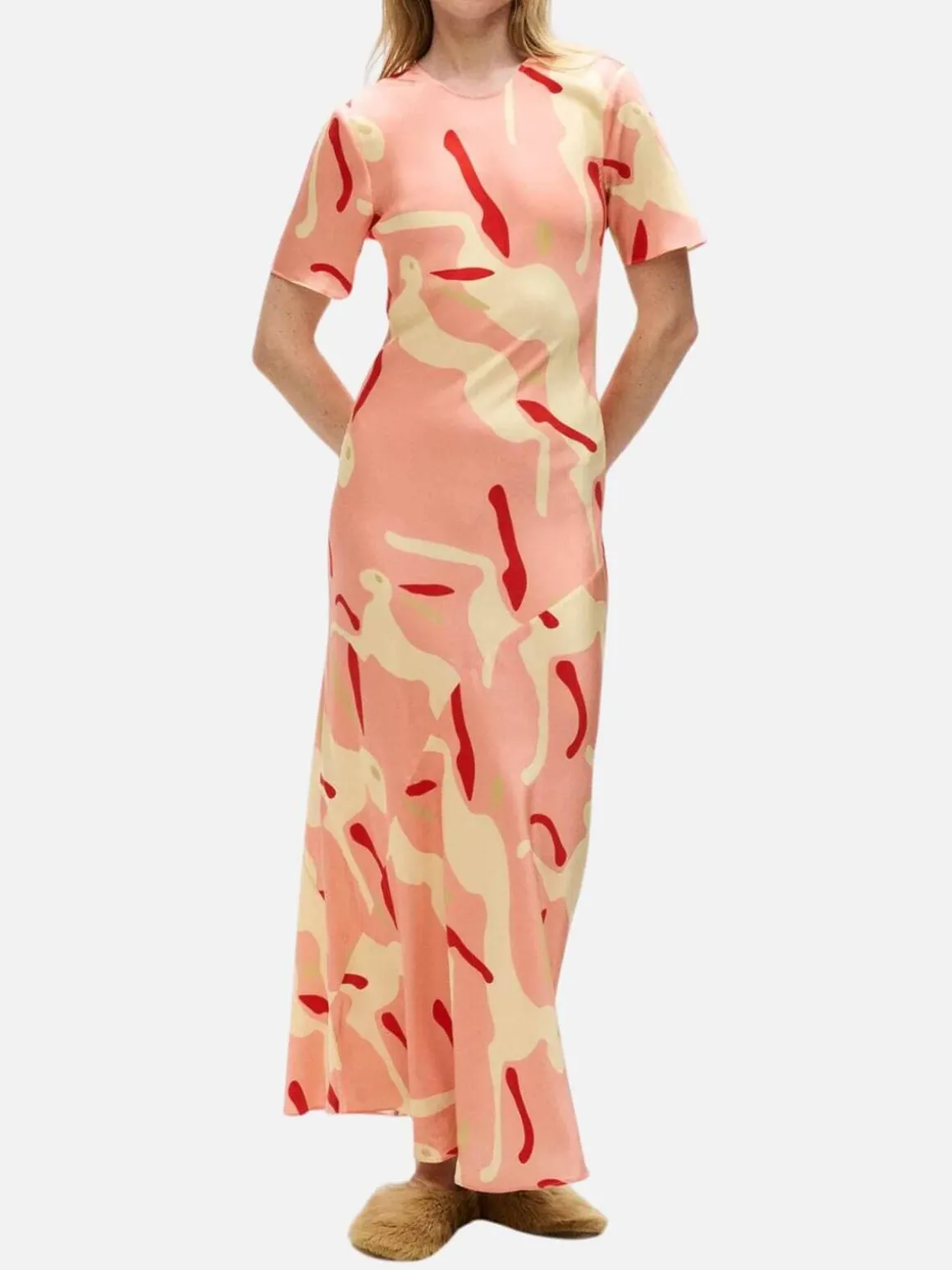 Short Sleeve Bias Dress - Rabbit Amaranth