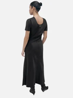 Short Sleeve Bias Dress - Black