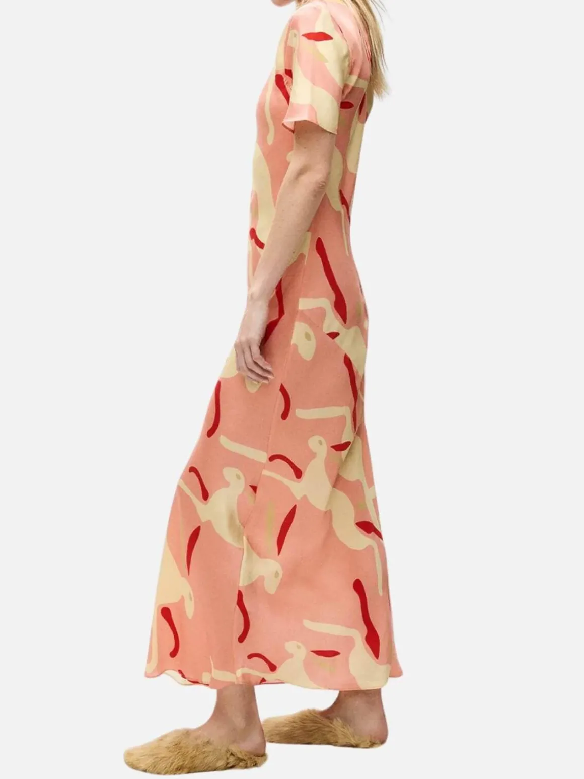 Short Sleeve Bias Dress - Rabbit Amaranth