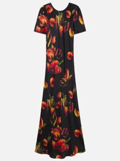 Short Sleeve Bias Dress - Tulipa Black