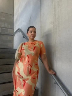 Short Sleeve Bias Dress - Rabbit Amaranth