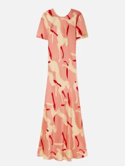 Short Sleeve Bias Dress - Rabbit Amaranth