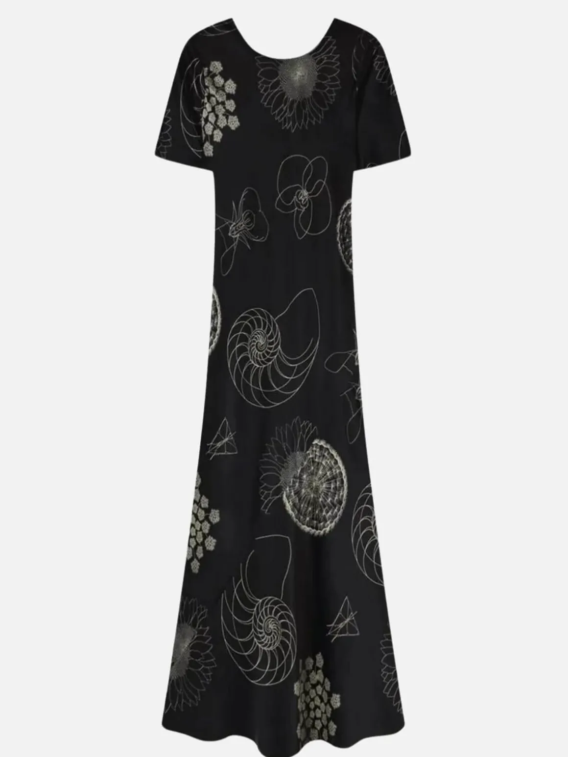 Short Sleeve Bias Dress Fibonacci - Black